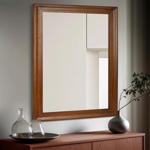 CULER Wood Wall Mirror for Bathroom, 30 x 40 inch, Walnut Brown - Image 2
