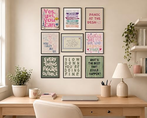 Inspirational Girls Wall Art Set of 9, Positive Quotes 8x10 Unframed - Image 4