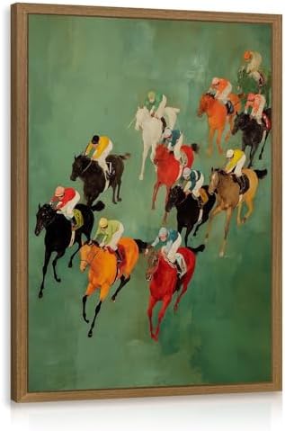 Horse Racing Canvas Wall Art Colorful Jockeys Wall Pictures Modern Equestrian by Unknown
