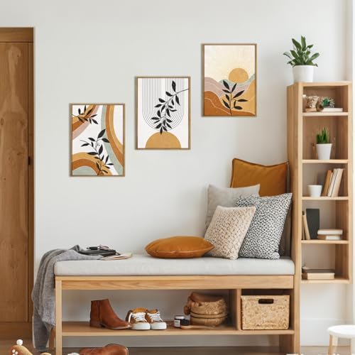BINCUE Boho Line Wall Art Abstract Plant Wall Decor Mid Century Artwork - Image 4