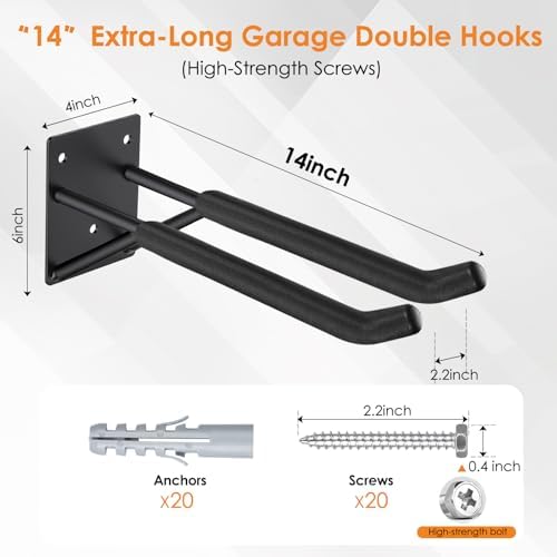 14" Garage Hooks Heavy Duty 4-Pack - Image 2