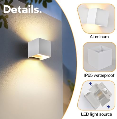 2 Pack Outdoor Wall Lights Exterior/Interior Wall Sconces Up and Down Lights - Image 6