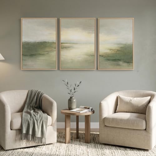 Framed Sage Green Abstract Landscape Wall Art - Image 5