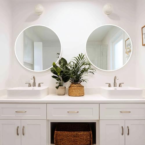 Sunniry White Round Mirror 24 inch, 2 Pack Circle Mirror, Matte Metal Frame - Image 3