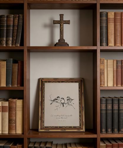 Gold Framed Wall Art Vintage Christian Bible Verse Wall Art Neutral Farmhouse - Image 5