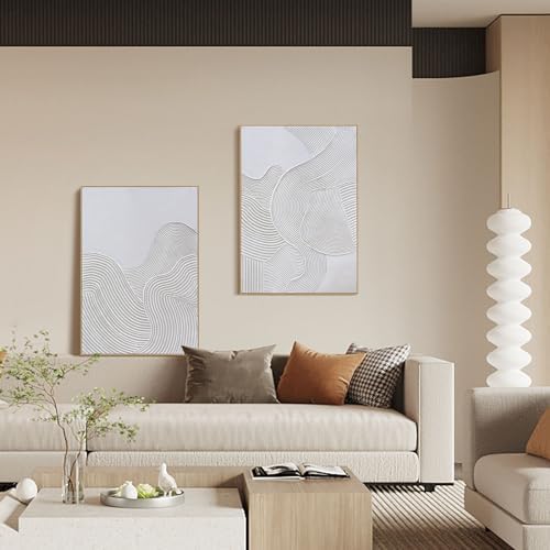Zessonic Neutral Abstract 3D Textured Hand-Painted Thick Wall Art - Image 3
