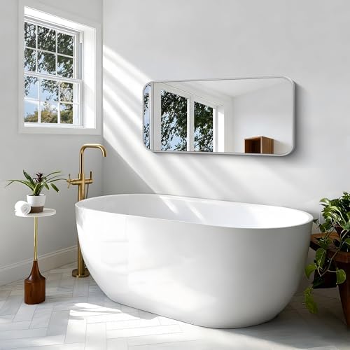BONEWEI Silver Bathroom Mirror, 20x40 inch Wall Mirror - Image 4