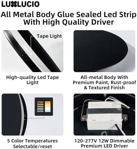 Hardwired 6.7" Round Backlit Black Indoor LED Wall Sconce, 2 Pack - Image 4