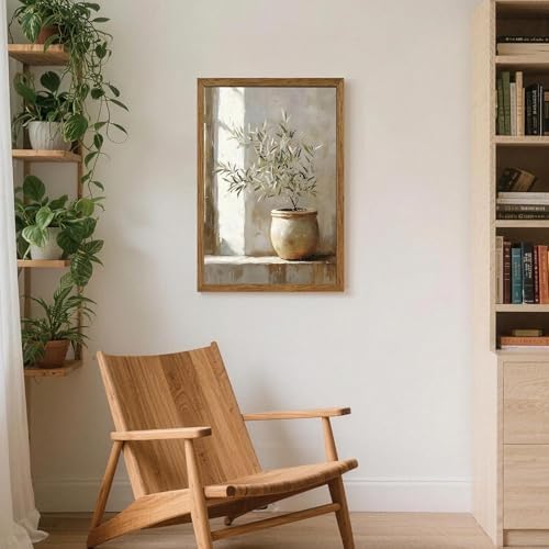 AVECCO Potted Vintage Olive Tree Botanical Wall Art Framed Canvas 20x30 in - Image 3