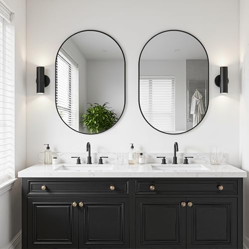 Black Oval Bathroom Mirror for Over Sink, 2 Pack 24"x36" Wall Mirror - Image 3