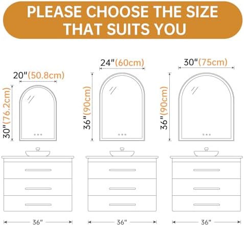24"x36" Arched LED Lighted Bathroom Mirror - Image 2