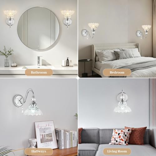 1 Piece Brushed Chrome Finish Wall Sconce, 1-Light Modern Wall Sconce - Image 5