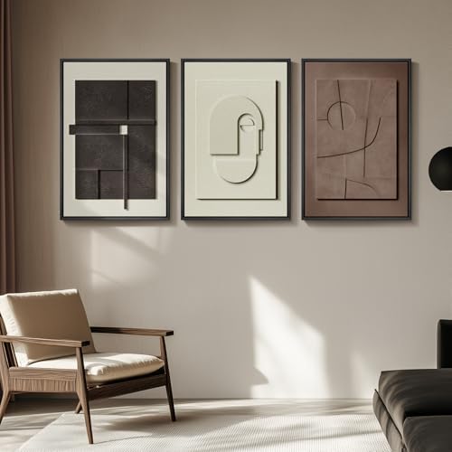 3D Large Framed Brown Abstract Wall Art - Image 4