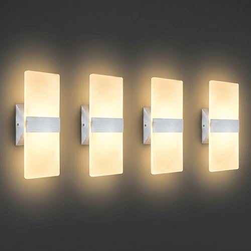 12W Modern LED Wall Sconces 4-Pack, 3000K Warm Light by Unknown
