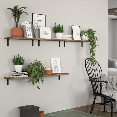 DOLLFIO Floating Wall Shelves, Decor & Storage, Rustic Brown - Image 5