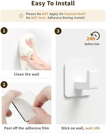 GWAAZXGZ Square Self Adhesive Towel Hooks - Image 6