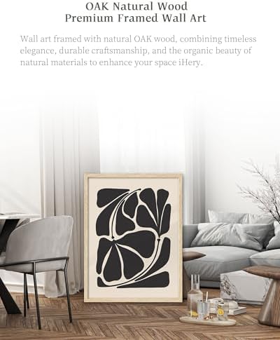 iHery 16x20in Black Beige Botanical Framed Abstract Wall Art - Image 5