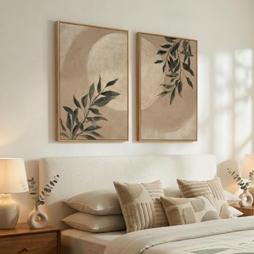 Large Framed Vintage Moon Botanical Wall Art - Image 2