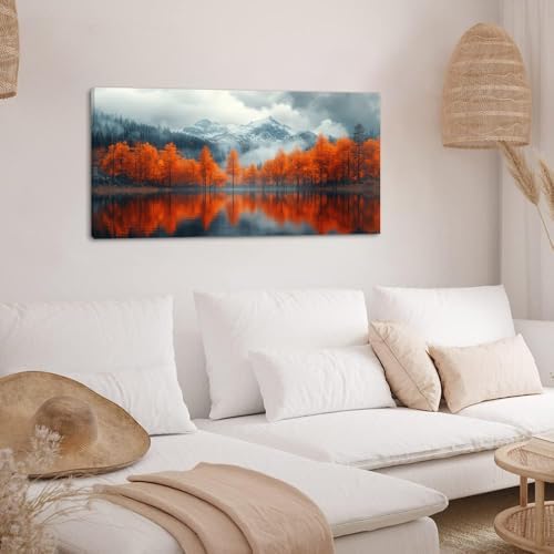 Lasdel Beautiful Autumn Lakeside Forest Landscape Wall Art - Image 3