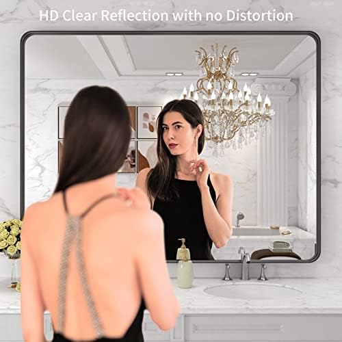 LOAAO 48x36 Inch Black Bathroom Mirror Metal Framed - Image 2