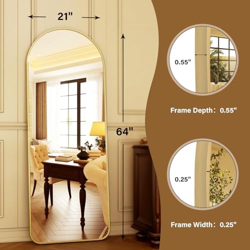 HARRITPURE 64"x21" Arched Full Length Mirror Floor Mirrors - Image 5