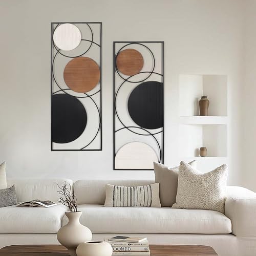 Oakrain 2 PCS Metal Wall Art for Home Decor, Large Abstract Wall Décor - Image 4