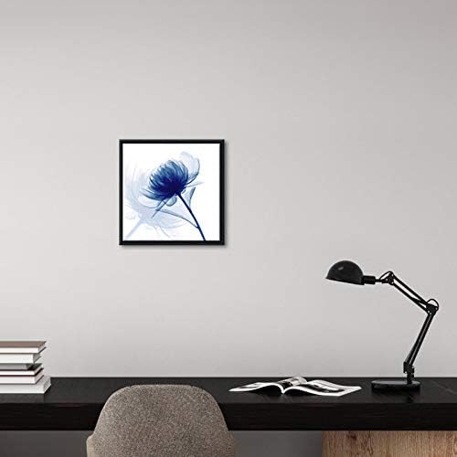 Pyradecor Black Framed Canvas Wall Art Blue Flickering Flower Modern Grace - Image 2