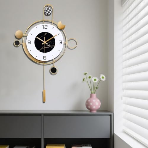 Wall Clock with Pendulum, Silent Non Ticking Battery Operated Modern Large Wall - Image 7