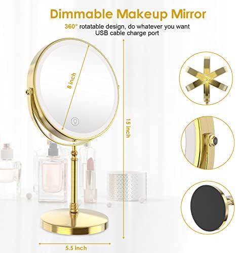 DEIOVWXS Makeup Mirror, Rechargeable Vanity Mirror - Image 5