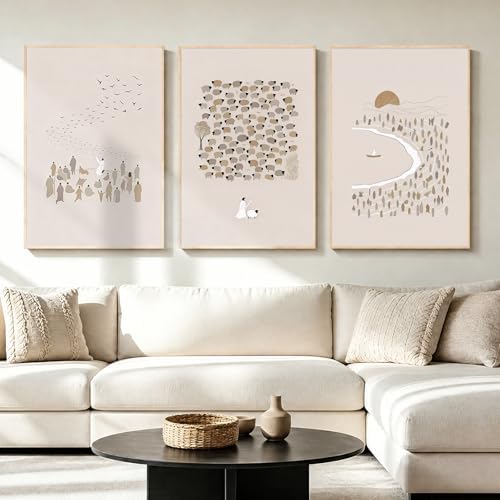 LAATOZ Large Christian Wall Art Framed Neutral Canvas Painting, Jesus Boho by LAATOZWallArt