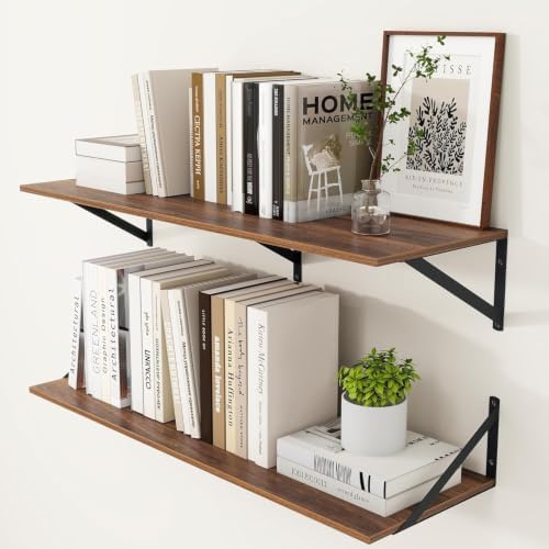 Heimlove 36W x 12D Deep Floating Shelves Set of 2 Walnut by Heimlove