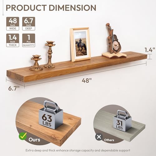 Marsmiles 48in Solid Wood Floating Shelves - Image 3