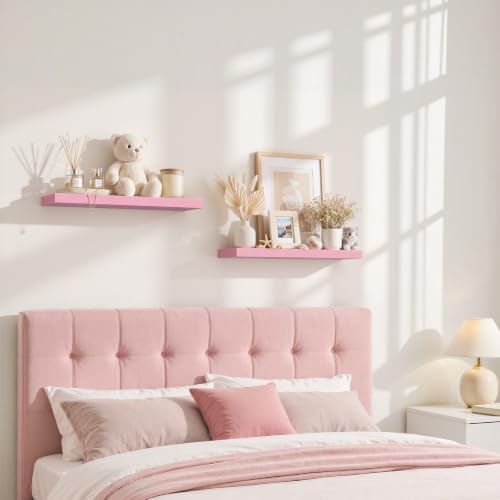 BAYKA Pink Floating Shelves 22.5in, Wall Mounted - Image 2