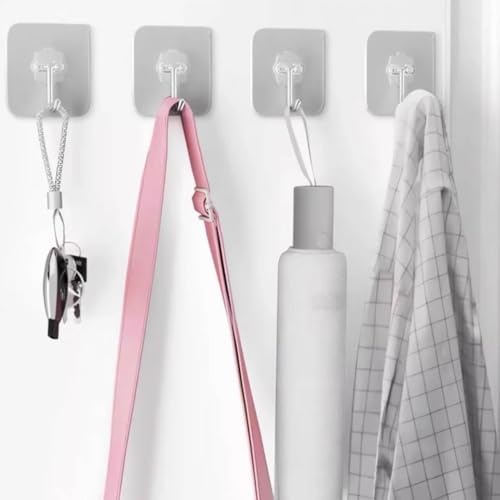 DDMY Adhesive Wall Hooks Clear 50lb Heavy Duty Hanging Sticky-10 Pack - Image 5
