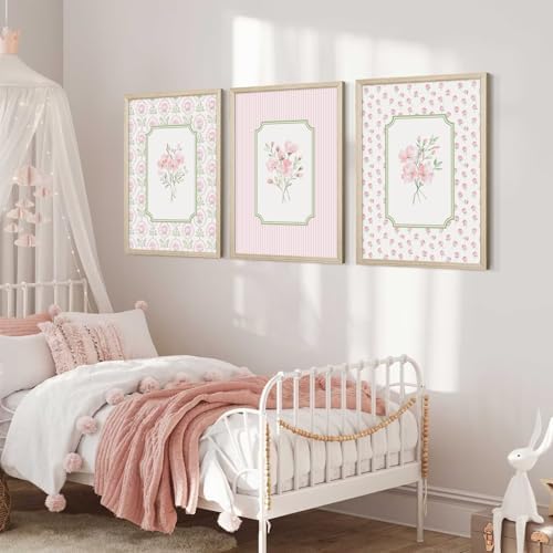 Pink Floral Wall Art Nursery Flower Canvas Wall Decor Baby Girl Wildflower - Image 6
