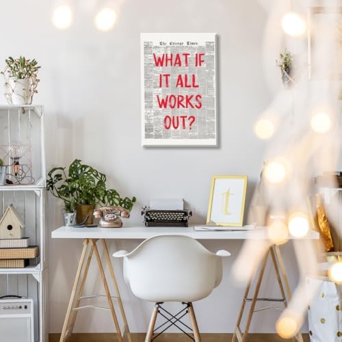 Red Retro Newspaper Wall Art Trendy Inspirational Quote Poster What If It All - Image 5