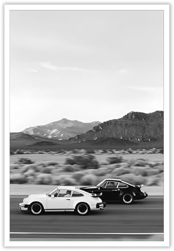 Retro Black And White Car Poster Supercar Canvas Wall Art Luxury Car Lover by Unknown