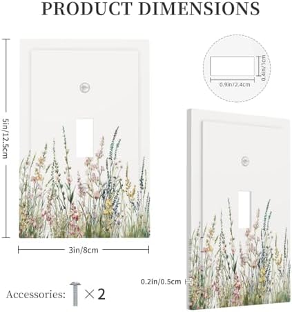 Decorative Light Switch Cover Boho Wildflower Green Leaves Rustic Floral - Image 5