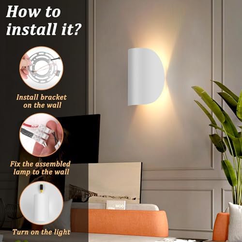 Aipsun LED Wall Sconce Indoor Modern Wall Lights 2 Packs Hardwired Up and Down - Image 6