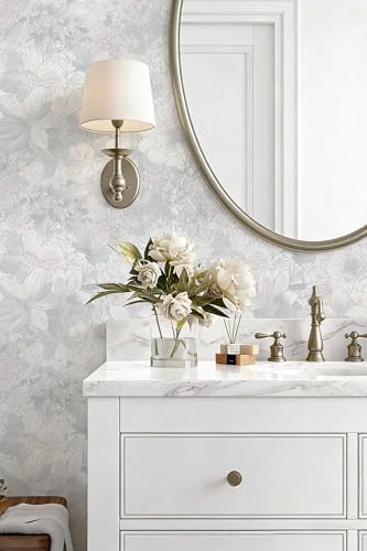 Heroad Floral Peel and Stick Wallpaper Vintage Grey/Pink Contact Paper - Image 4