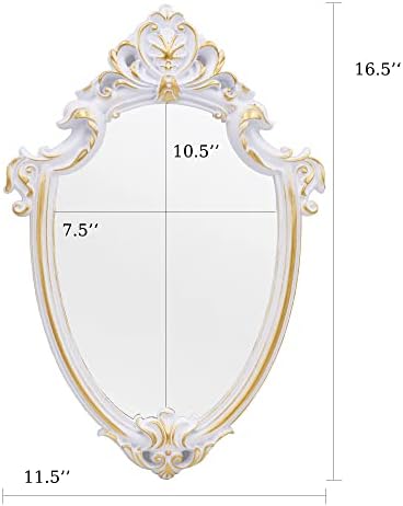 Eaoundm 16.5 x 11 inch Vintage Mirror Antique Mirror Shield Shape - Image 4