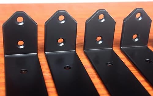 6 Pack - L 5" x H 2" x W1.5, 5mm Thick Black L Shelf Bracket, Iron Shelf - Image 3