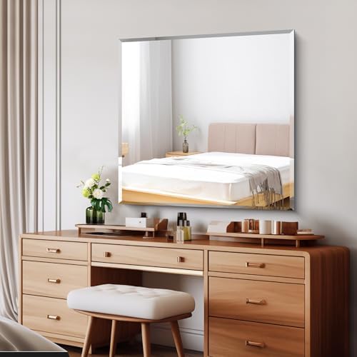 CILIBER Beveled Mirror, 36x36 Square Bathroom Mirrors - Image 2