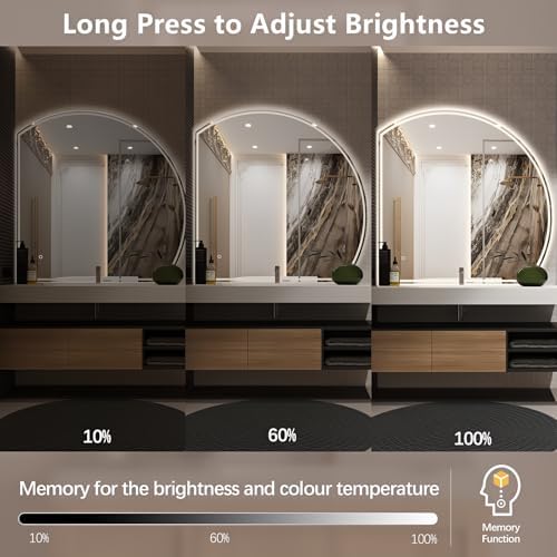Niccy Half Moon LED Bathroom Mirrors, Irregular Backlit Vanity Mirror - Image 6