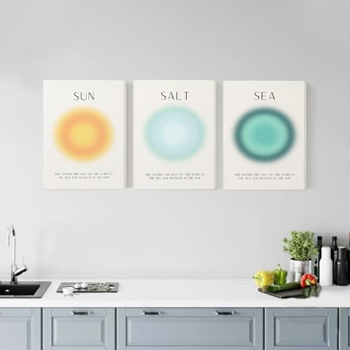 Framed Set of 3 Aura Beach Wall Art Sun Salt Sea Aura Aesthetic Wall Decor - Image 5