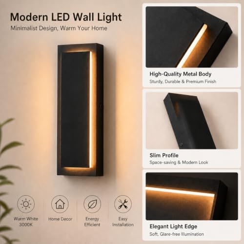 11.8 Inch Modern LED Wall Sconce, 3000K Warm Light Wall Light Fixture, Indoor - Image 4