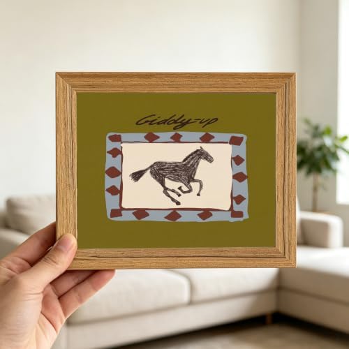 Framed Western Cowboy Wall Art Horse Giddyup Canvas Print Decor - Image 3