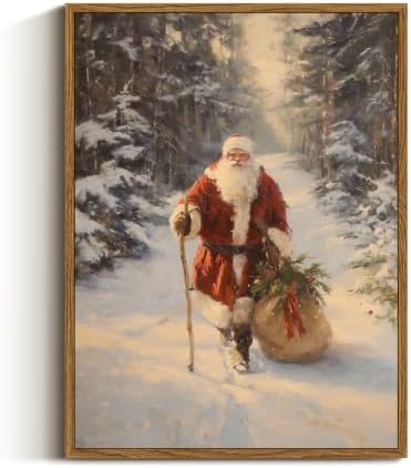 VIYYIEA Framed Winter Christmas Canvas Wall Art, Winter Santa Journey by VIYYIEAART