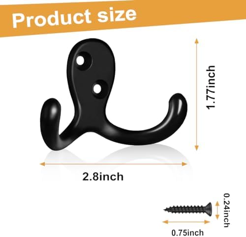 15 Pack Coat Hooks Wall Hooks for Hanging, Heavy Duty Double Prong Metal Hook - Image 7