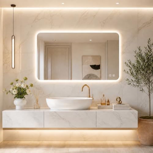 Niccy Rectangle LED Bathroom Mirrors, Backlit Vanity Wall Mirror by Niccy